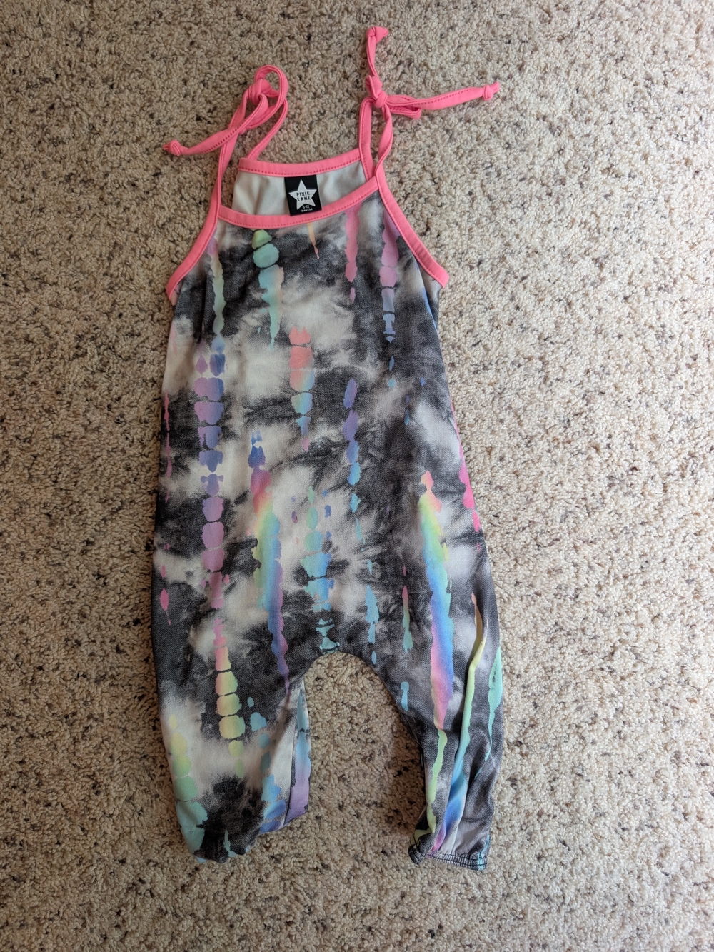 Kids Tie-Dye One-Piece Romper with Pink Trim